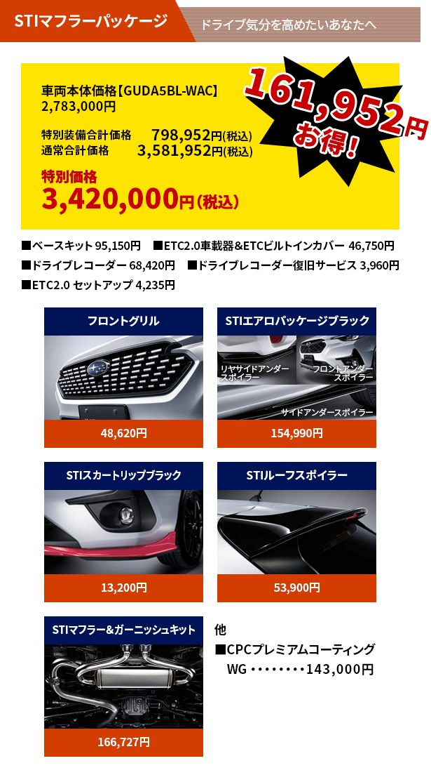 STIマフラーパッケージ ドライブ気分を高めたいあなたへ