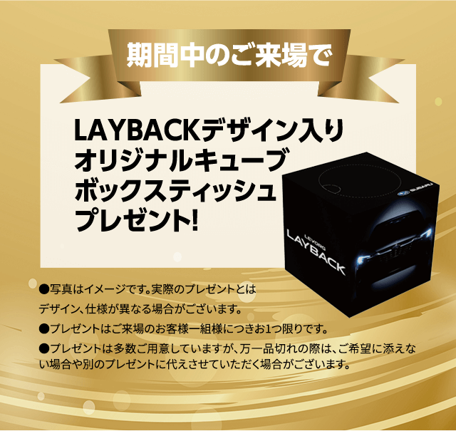 LAYBACKデザイン入り オリジナルキューブボックスティッシュ プレゼント！
