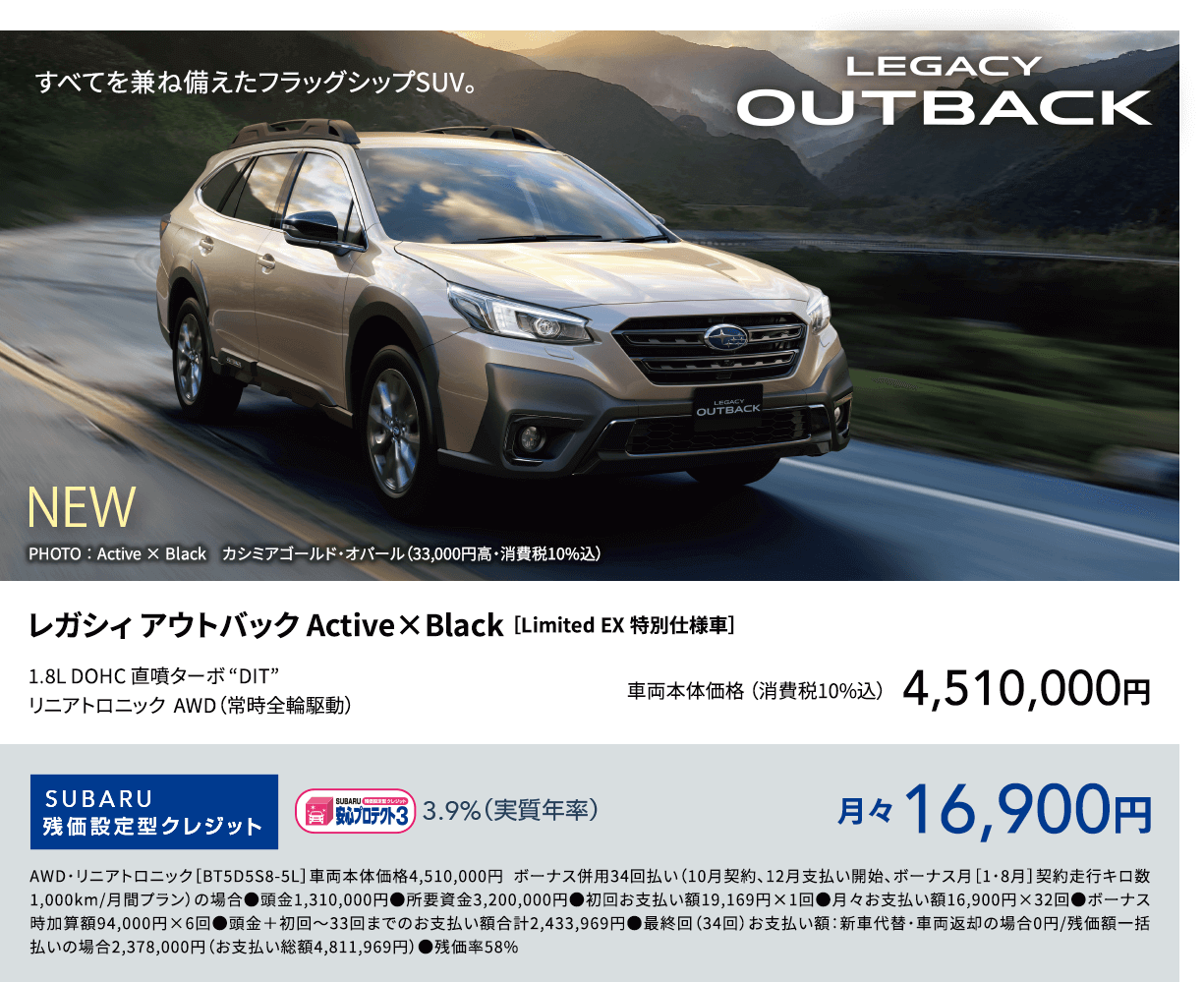 レガシィ アウトバック Active×Black ［Limited EX特別仕様車］