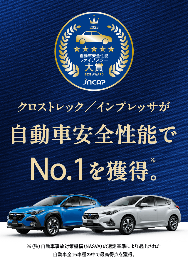 クロストレック・インプレッサが自動車安全性能でNo.1を獲得。