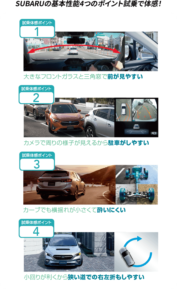 SUBARUの基本性能4つのポイント試乗で体感！