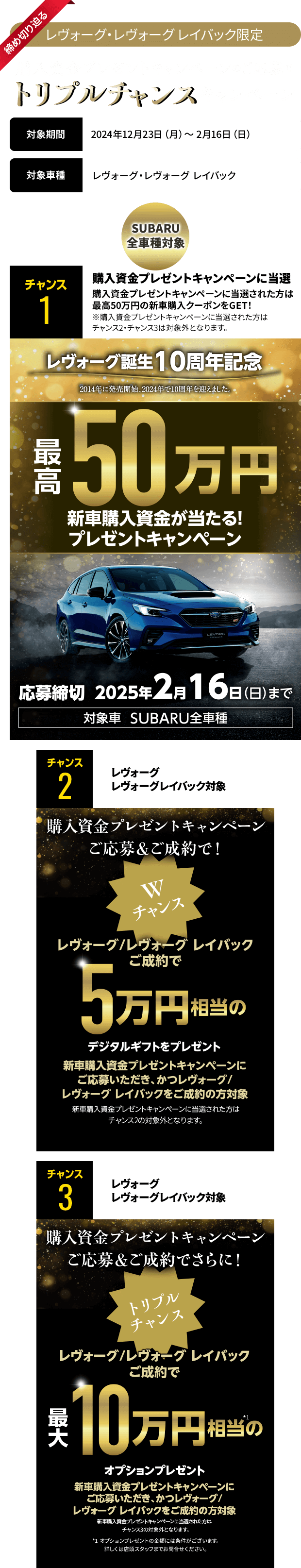 購入資金プレゼントキャンペーンのご応募でトリプルチャンスキャンペーン
