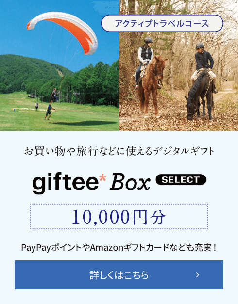 アクティブトラベルコース お買い物や旅行などに使えるデジタルギフト gifteeBox SELECT 10,000円分 詳しくはこちら