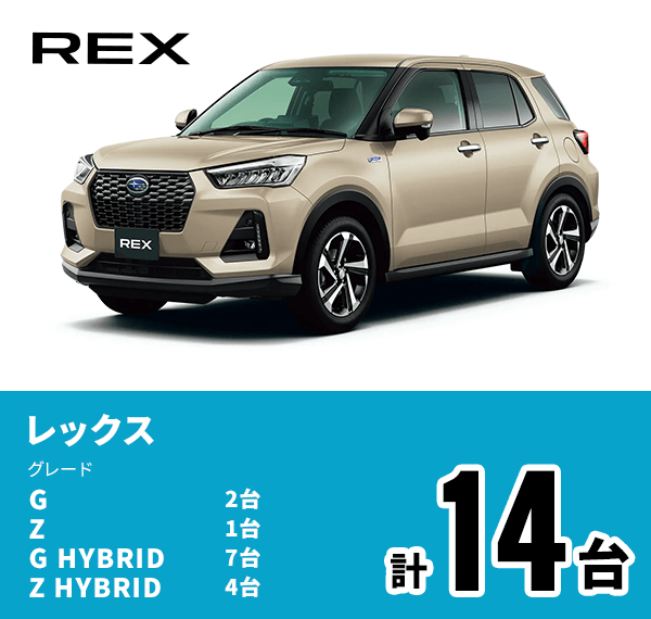 レックス G 2台 Z 1台 G HYBRID 7台 Z HYBRID 4台